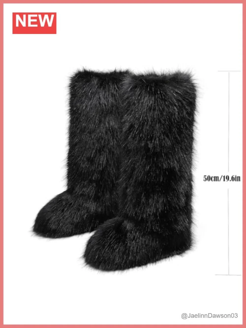 Women's Faux Fur Knee-High Winter Boots Round Toe Fluffy Outdoor